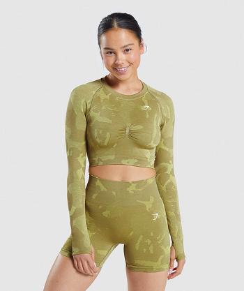 Gymshark Adapt Camo Seamless Ženske Dugi Rukav Zelene | HR 3494BEX